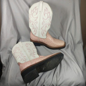 Durango White and Pink Ostrich boots sz 6.5m